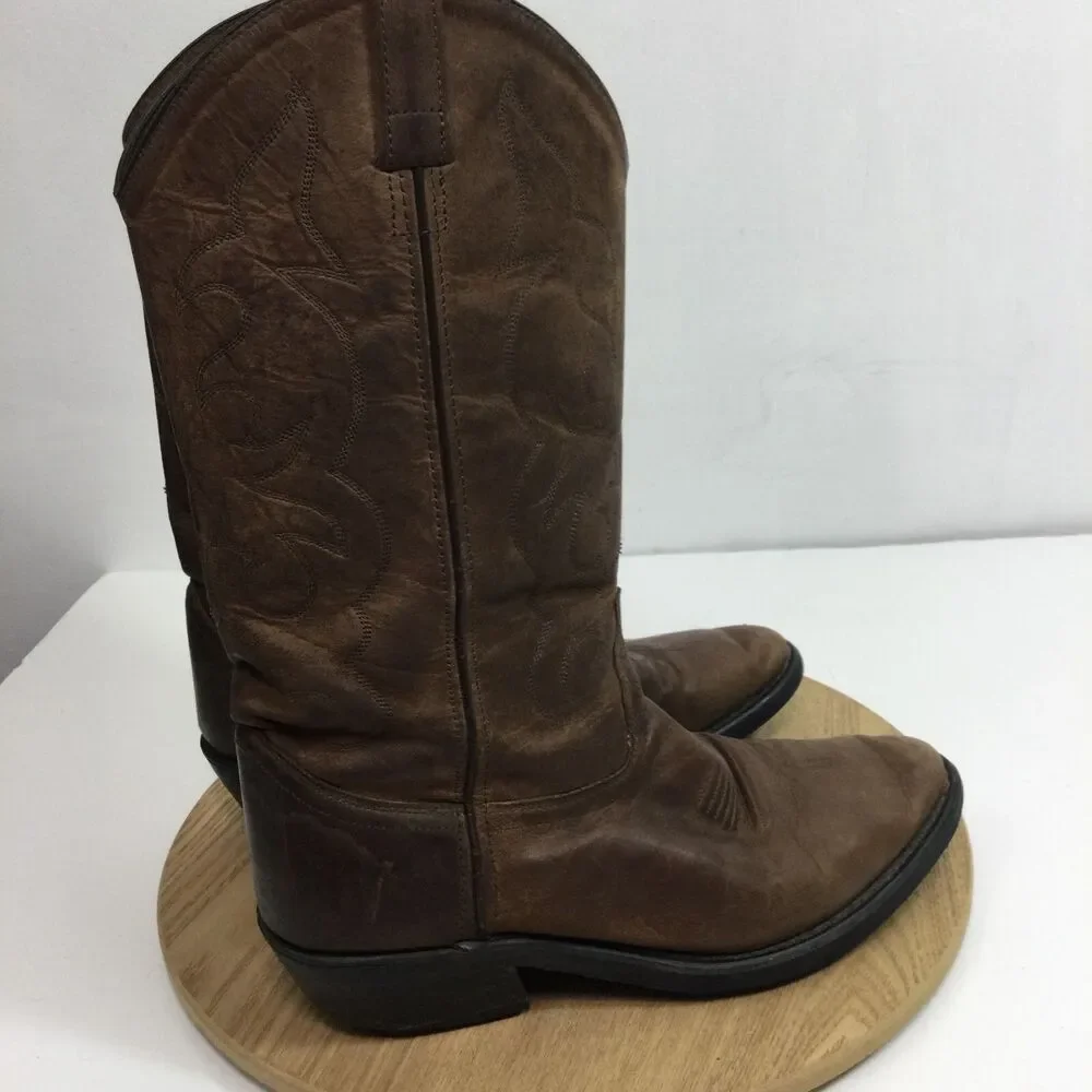 Old West Mens Leather Mid-Calf Western Boots Brown TBM3051 Size 8 D